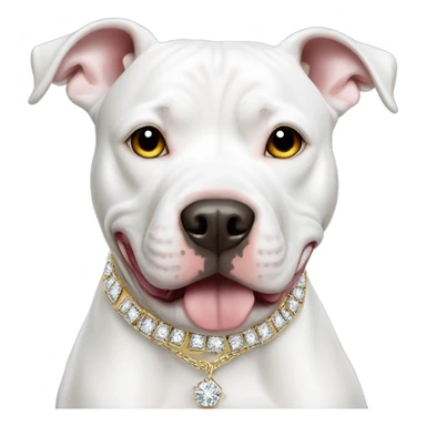 white pitbull with bling necklace and earrings sticker