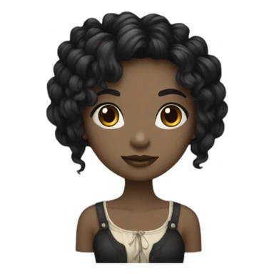 A whimsigothic girl with wheaty skin and black hair  sticker