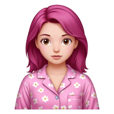 A beautiful, burgundy haired girl wearing pink pajamas sticker