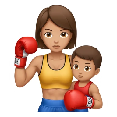 Light brunette fit mom boxing with baby boy sticker