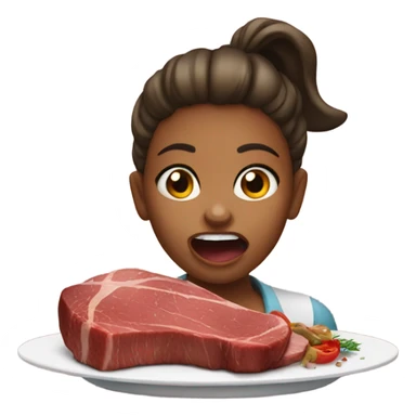 girl taking bite of steak sticker