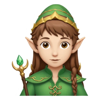 elf with staff brown hair sticker