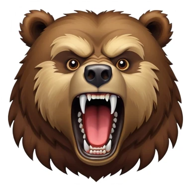 Fierce growling grizzly bear with bared teeth, menacing expression, powerful brown fur sticker