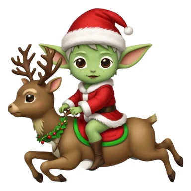 baby yoda riding eindeer christmas sticker