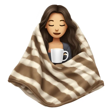Brunette girl inside a blanket sipping coffee eyes closed sticker