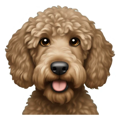 Light brown with little dark brown Labradoodle wearing a Philadelphia Eagles jersey sticker