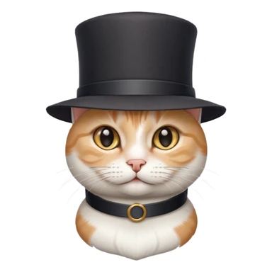 mix of white and tabby cat in a cylinder hat sticker