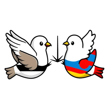 scene with protesting people, the Berlin Wall, peace dove, East and West Germany flags, 1950s and 60s sticker