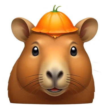 Capybara with a orange on his head sticker