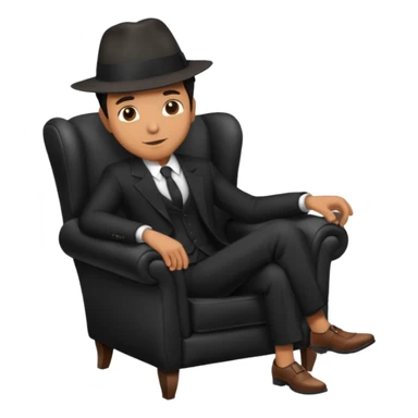 mafia in hat, armchair, black sticker