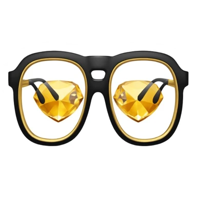 black glasses with a diamond and golden sticker