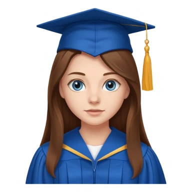 high school graduation with a pretty female high school student with long brown hair, blue eyes sticker