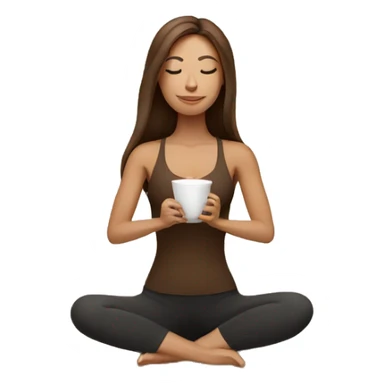 Yoga Woman long brown hair drinks coffee sticker