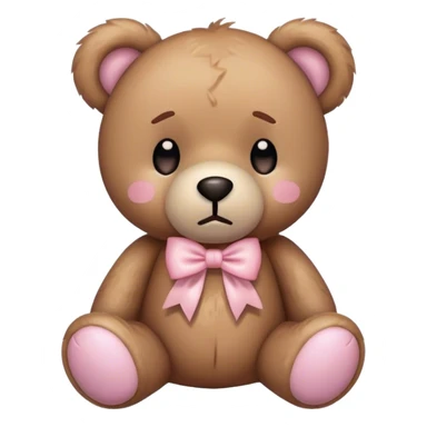 teddy bear with light pink bow sad sticker