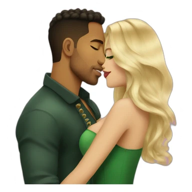 Romeo Santos kiss blond woman with green eyes amd very very very long hair sticker
