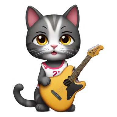 girl cheerleader cat with a guitar sticker