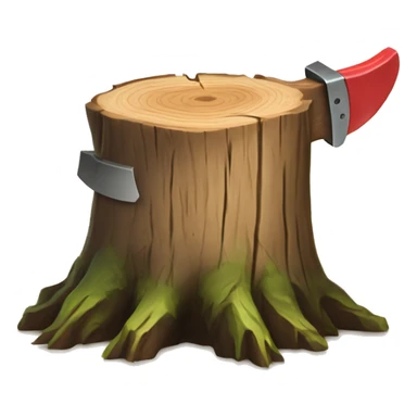 Tree stump with an axe cleaved in  it  sticker