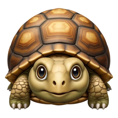 cinematic-tortoise-realistic--emoji,-sturdy-domed-shell-in-rich-earthy-tones,,-wrinkled-wise-face-peering-ahead-with-calm-determination,-cute large-eyes-reflecting-centuries of wisdom, zoomed into its face sticker