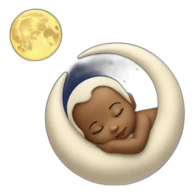 The newborn sleeps on the moon sticker