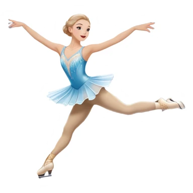 An icon featuring a graceful figure skater performing a spin on the ice. The background includes a grand ice rink palace with shining spotlights and cheering spectators in the stands. Transparent background highlights the elegance and artistry of figure skating sticker