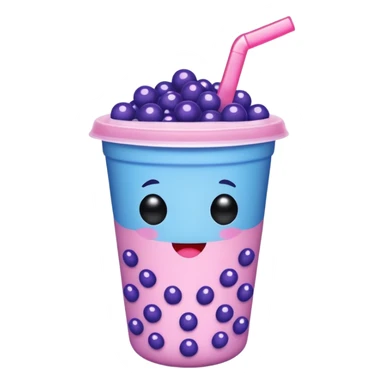 Kawaii boba drink blue pink and purple sticker