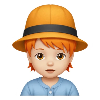 baby with hat orange hair sticker