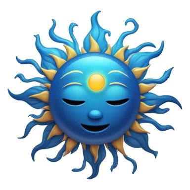 blue heart and sun with closed eyers light smile sun moon evil eye sticker