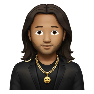 John Legend with dark brown long hair, black outfit sticker