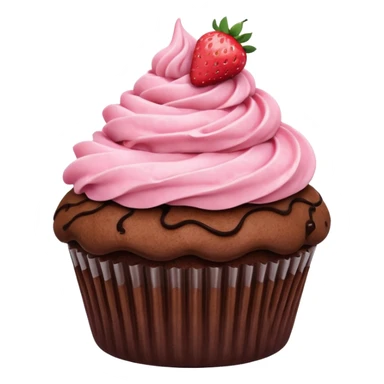 Chocolate cupcake with pink strawberry frosting sticker