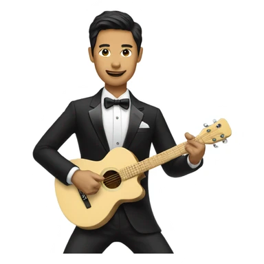 Asian playing guitar in a tuxedo sticker