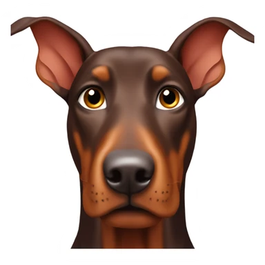 Red Doberman without cropped ears face facing front happy expression  sticker