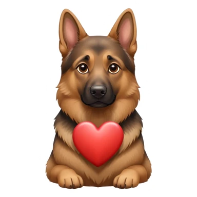 german sheepard holding heart sticker