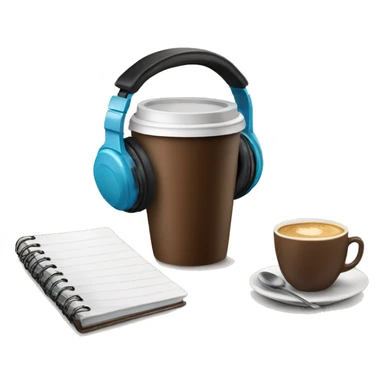 Coffee, headphones and notebook sticker