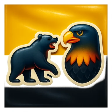 emoji of the Sachsen-Anhalt black bear and eagle, less cartoonish, with the Sachsen-Anhalt flag as background, no text sticker