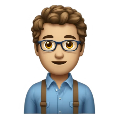 Homme en chemise, cheveux brun, yeux bleu et lunette sticker