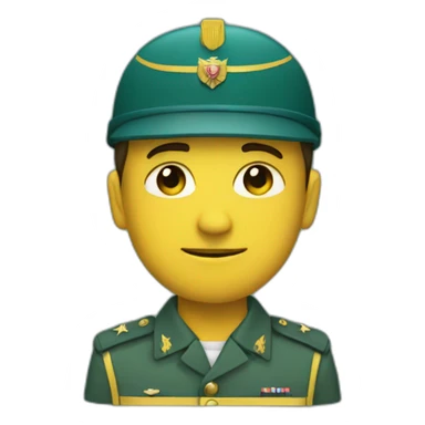 militar with a yellow helmet and teal uniform sticker