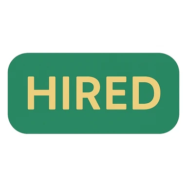 hired text logo, minimalistic, green gold and white color scheme, clean lines, no background sticker