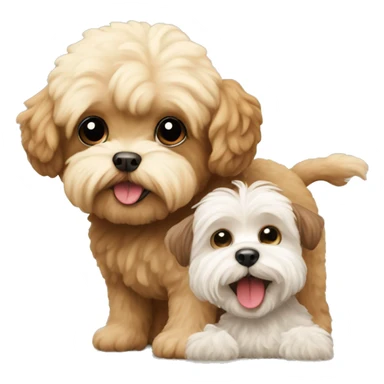 Maltipoo with a monkey sticker