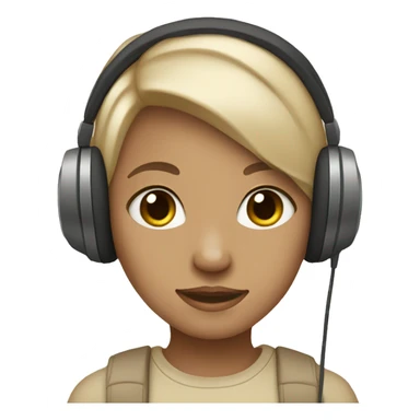 girl wear beige headphones with beige bows sticker