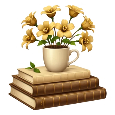 Kahve çiçek kitap sticker