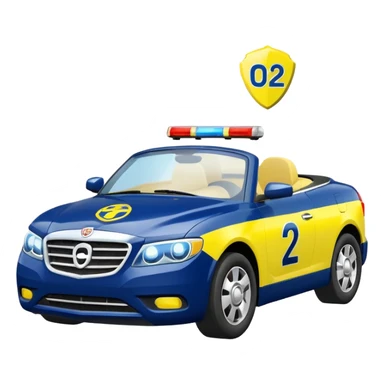 Police Coventible With Body Color Is Navy, White And Lemon Yellow With Symbol Is Lemon Yellow PawPatrol Chase Symbol With Number Is 02 sticker