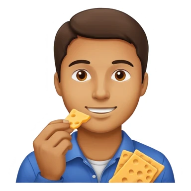 Man eating cheese crackers sticker