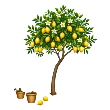 Mediterranean seashore with lemon tree in flower and fruits sticker