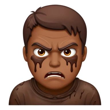 Rahjeed covered in muddy chocolate angry sticker