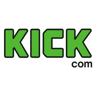 flat-toon style Kick.com logo, minimalist sans-serif wordmark, green accent, digital platform feel sticker