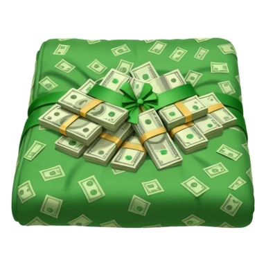 The blanket was spread wide open, and money lay beneath it. sticker