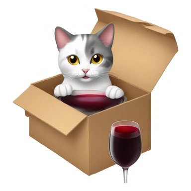 Cat Inside a box drinking red wine sticker