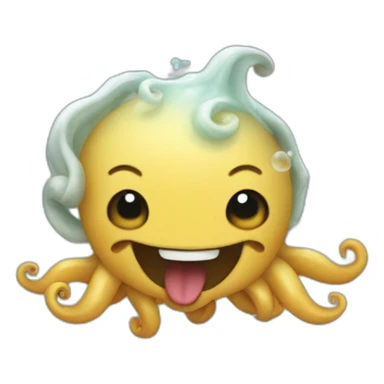 cute kraken laughing sticker