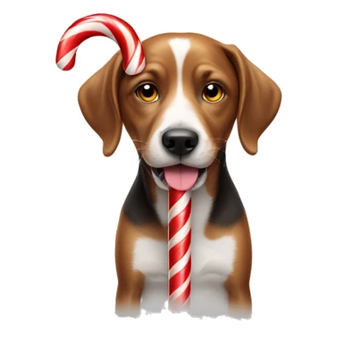 dog eating candy cane  sticker
