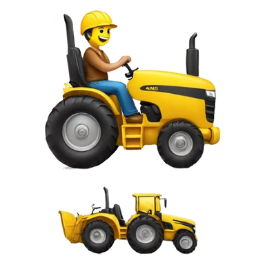 a happy person driving big yellow tractor sticker
